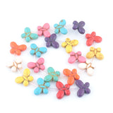 40Pcs Turquoise Howlite Gem Stone Butterfly Beads Strand Green Multicolor Orange
