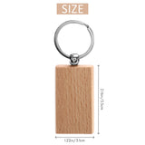 40Pcs Blank Rectangle Wooden Keychain DIY Wood Keychains Key Tags