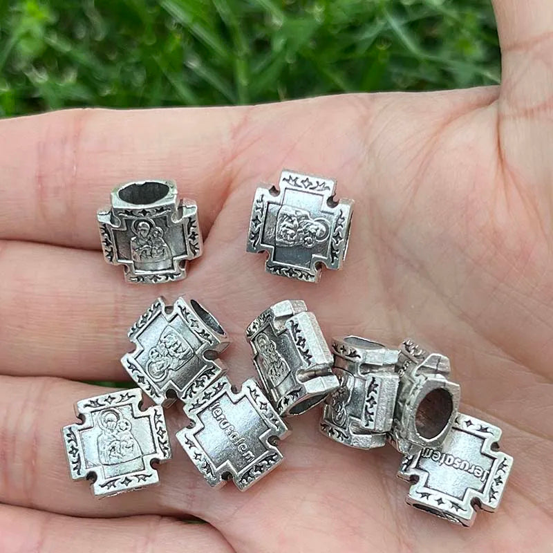 40Pcs Silver Plated Cross Spacer Beads for Charm Jewelry Making DIY