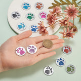 40Pcs Enamel Pet Paw Print Charms Glitter DIY Jewelry