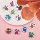 40Pcs Enamel Pet Paw Print Charms Glitter DIY Jewelry