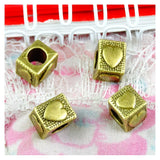 40Pcs Vintage Heart Square Beads 4.8MM Big Hole Charms Pendant DIY