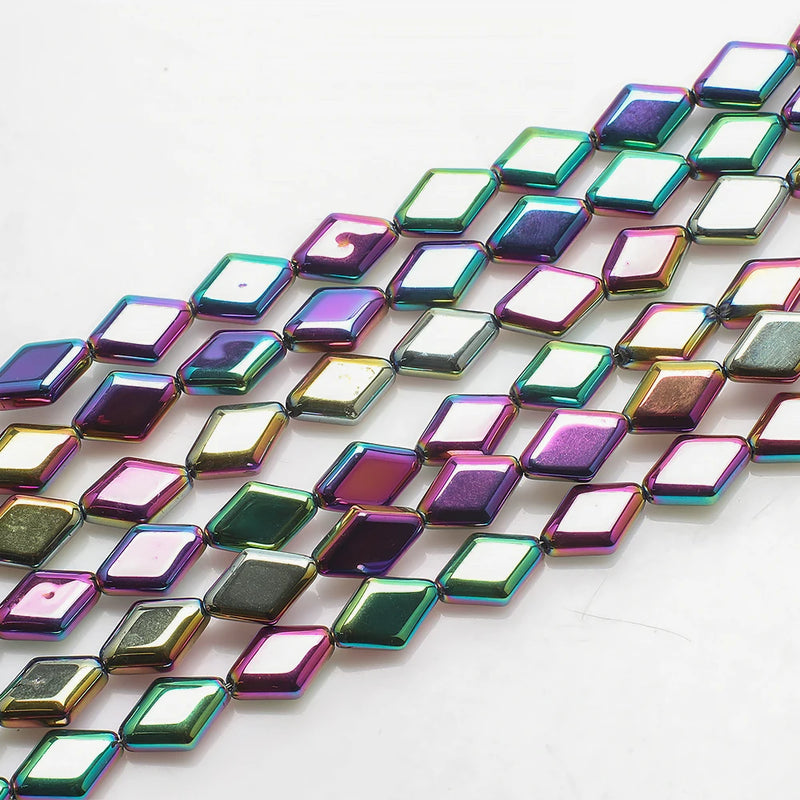 40Pcs/Lot 11X15MM Rhombus Glass Beads Crystal Pendant DIY Jewelry Making Charms