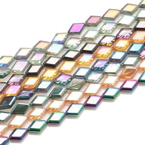 40Pcs/Lot 11X15MM Rhombus Glass Beads Crystal Pendant DIY Jewelry Making Charms