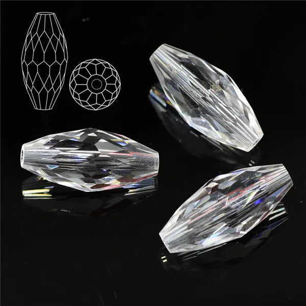 40Pcs 8x17mm Faceted Crystal Glass Beads Oval Shape for Jewelry Making