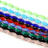 40Pcs 8x17mm Faceted Crystal Glass Beads Oval Shape for Jewelry Making