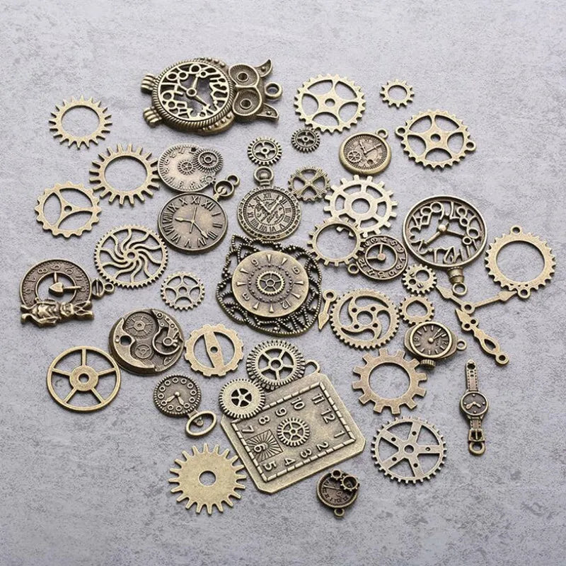 40Pcs Steampunk Gears Charms Pendant Clock Watch Wheel Gear Crafting DIY Kits