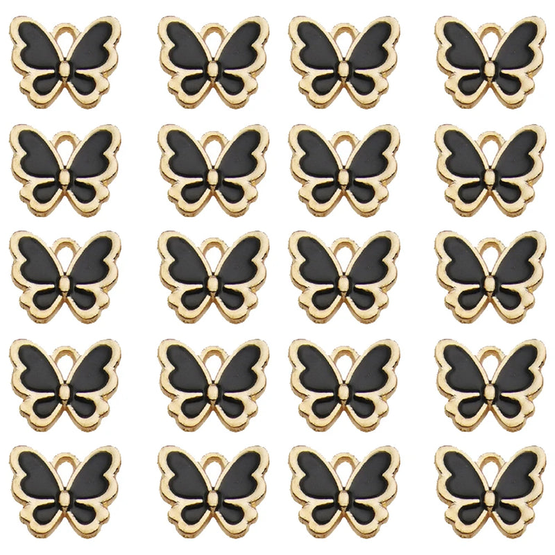 40Pcs Multicolor Enamel Butterfly Charm Jewelry Making Supplies Pendant
