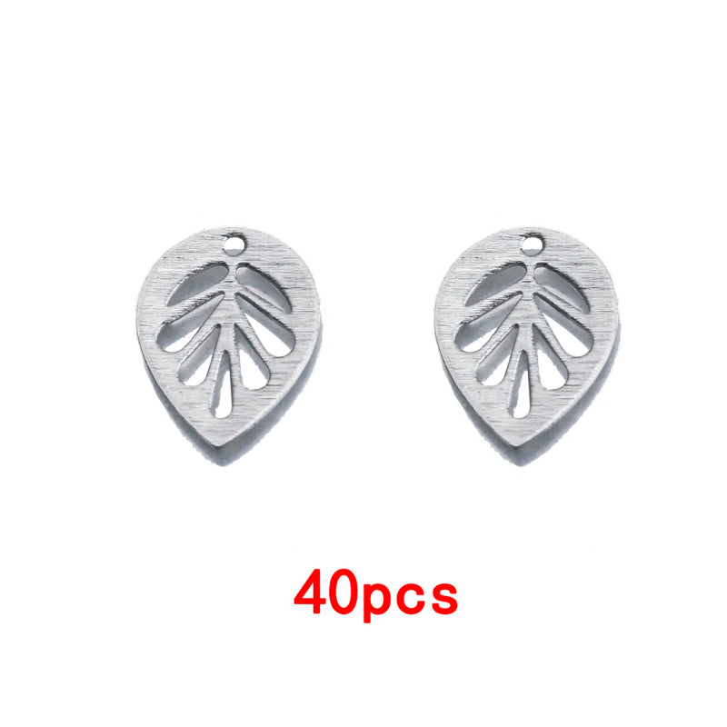 40Pcs Raw Brass Fan Drops Charms Pendant DIY Jewelry Making