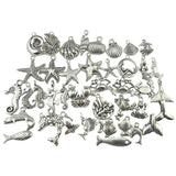 40Pcs Silver Ocean Charm Pendant Mix for DIY Jewelry Making