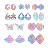 40Pcs Mixed Shapes Filigree Pendant Stainless Steel Etched Metal Embellishment