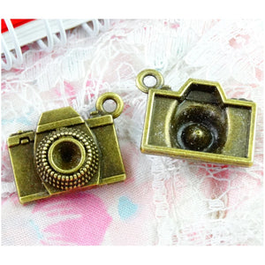 40Pcs Antique Bronze Camera Charm Pendants for DIY Jewelry Making 20.5*15.5MM