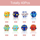 40Pcs 14mm Bumpy Lampwork Beads Mixed Round Corrugated Beads for DIY Jewelry