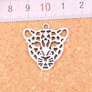 40Pcs Hollow Leopard Head Charms Pendant for DIY Jewelry Making