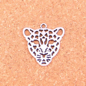 40Pcs Hollow Leopard Head Charms Pendant for DIY Jewelry Making