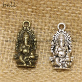 40Pcs Vintage Ganesha Charms Antique Metal Buddha Pendants