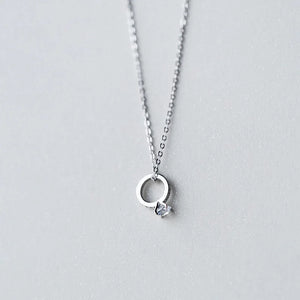 925 Silver Hollow Circle Pendant Necklace For Women