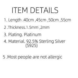 Silver 925 Chain Necklace for Women Girl Choker Cross Chain