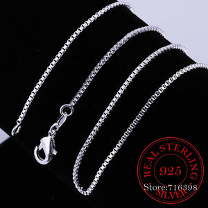 40cm-60cm 925 Sterling Silver Slim Box Chain Necklace Women