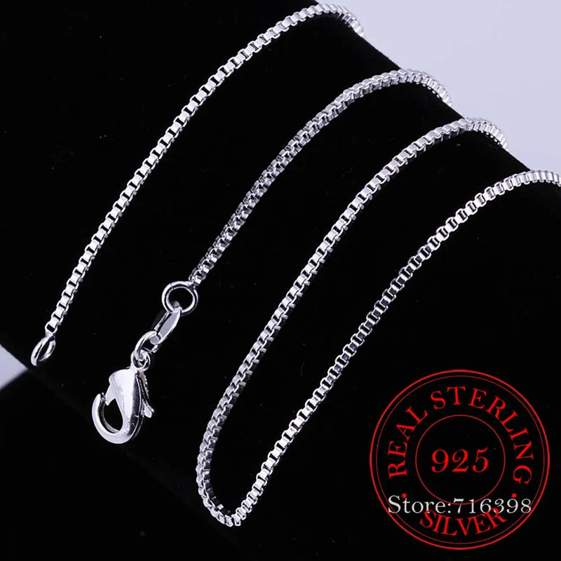 40cm-60cm 925 Sterling Silver Slim Box Chain Necklace Women
