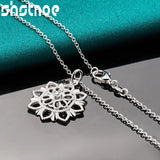 925 Silver Zircon Flower Pendant Necklace Women Bridal Wedding Jewelry
