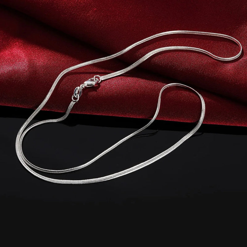 925 Silver Snake Chain Choker Necklace 16-30inch Women Jewelry