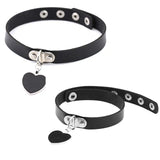 40cm PU Leather Heart Choker Necklace Women Chocker Necklaces Punk Statement Jew