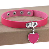 40cm PU Leather Heart Choker Necklace Women Chocker Necklaces Punk Statement Jew