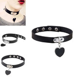 40cm PU Leather Heart Choker Necklace Women Chocker Necklaces Punk Statement Jew