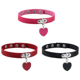 40cm PU Leather Heart Choker Necklace Women Chocker Necklaces Punk Statement Jew