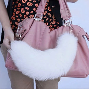 Plush Fluffy Fox Tail Keychain Unisex Backpack Decor
