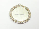 40mm Silvery Plated Pendant Trays with Clear Rhinestone for Chunky Pendants