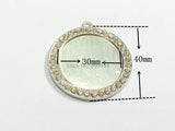 40mm Silvery Plated Pendant Trays with Clear Rhinestone for Chunky Pendants
