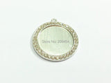 40mm Silvery Plated Pendant Trays with Clear Rhinestone for Chunky Pendants