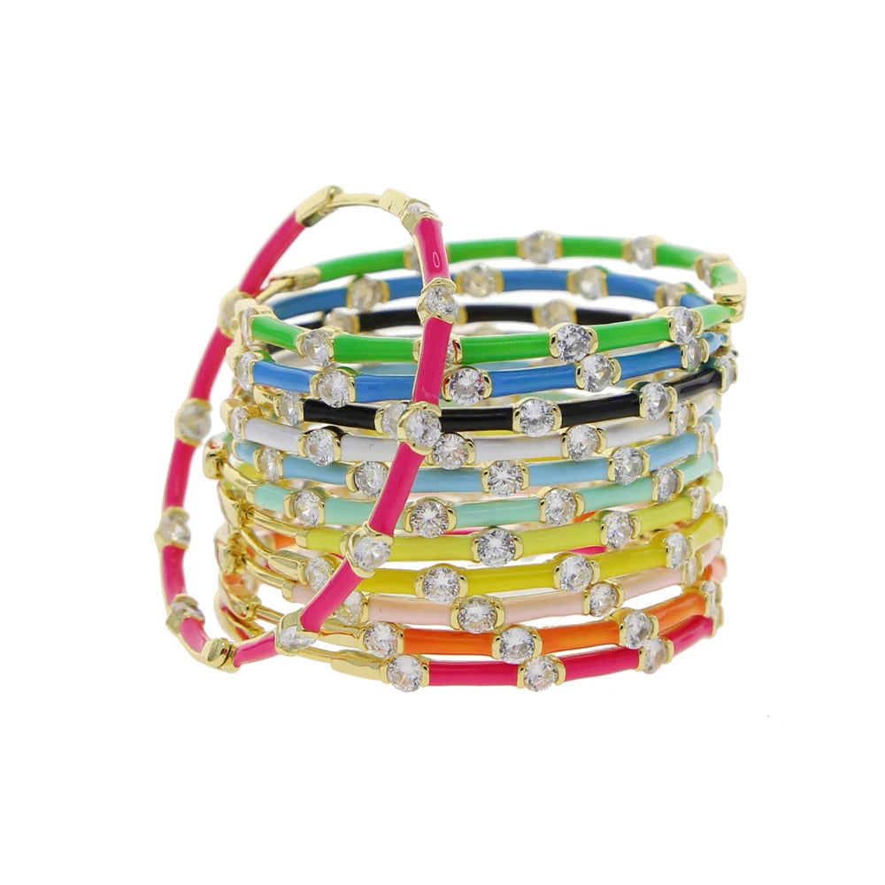 40mm Rainbow Huggie Hoop Earrings - Pastel Candy Women Jewelry