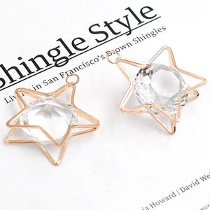 40mm Big Crystal Alloy Vintage Star Dangle Charm Pendant
