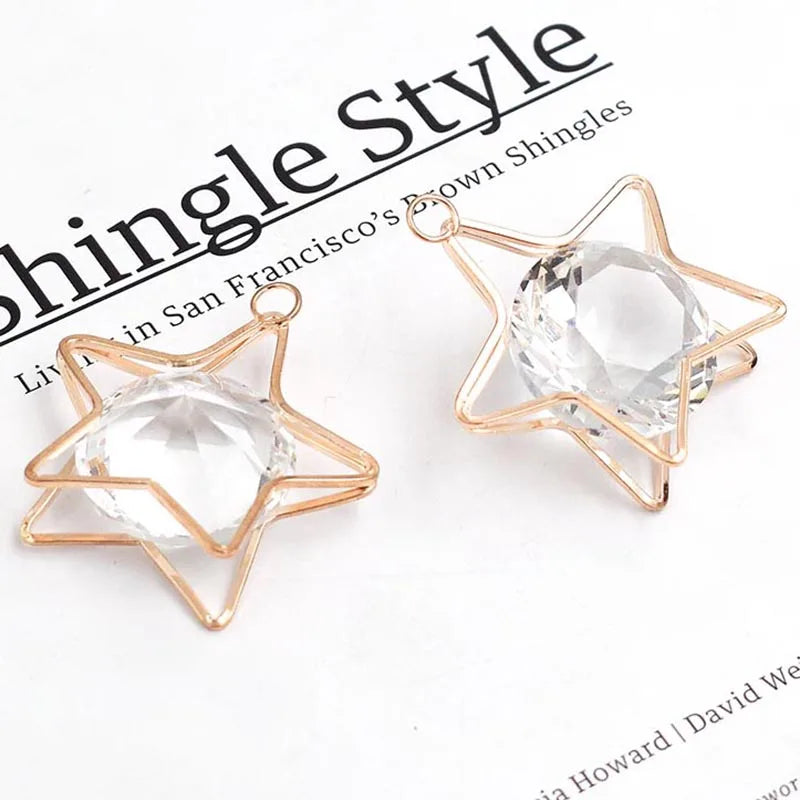 40mm Big Crystal Alloy Vintage Star Dangle Charm Pendant