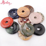 40mm Natural Smooth Donut Round Gem Stone Beads Spacer Pandant 1 Pcs