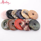 40mm Natural Smooth Donut Round Gem Stone Beads Spacer Pandant 1 Pcs