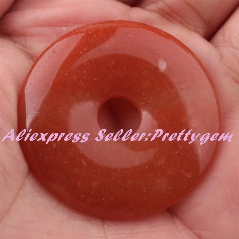 40mm Natural Smooth Donut Round Gem Stone Beads Spacer Pandant 1 Pcs