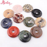 40mm Natural Smooth Donut Round Gem Stone Beads Spacer Pandant 1 Pcs