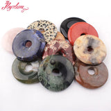 40mm Natural Smooth Donut Round Gem Stone Beads Spacer Pandant 1 Pcs