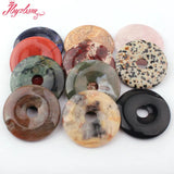 40mm Natural Smooth Donut Round Gem Stone Beads Spacer Pandant 1 Pcs