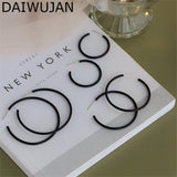 Retro Exaggerated Big Circle Hoop Earrings 925 Silver Statement Party Jewelry