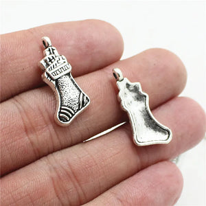 40pcs 12*24mm Christmas Socks Charms Vintage Metal Zinc Alloy Jewelry Decoration