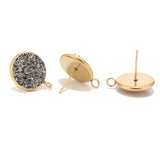 40pcs 12mm Stainless Steel Resin Druzy Stud Earring Post Findings with Loop Tone