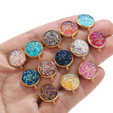 40pcs 12mm Stainless Steel Resin Druzy Stud Earring Post Findings with Loop Tone