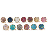 40pcs 12mm Stainless Steel Resin Druzy Stud Earring Post Findings with Loop Tone