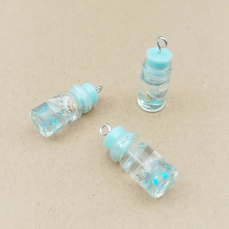 40pcs 15*10MM Glitter Resin Cabochons Water Bottle Pendants DIY Jewelry Findings
