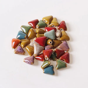 40pcs 16mm Ceramic Triangle Beads Spacer for DIY Jewelry Making